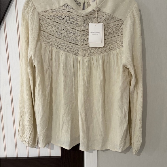 Cream Ivory Lace Vinted Blouse India & cold M new